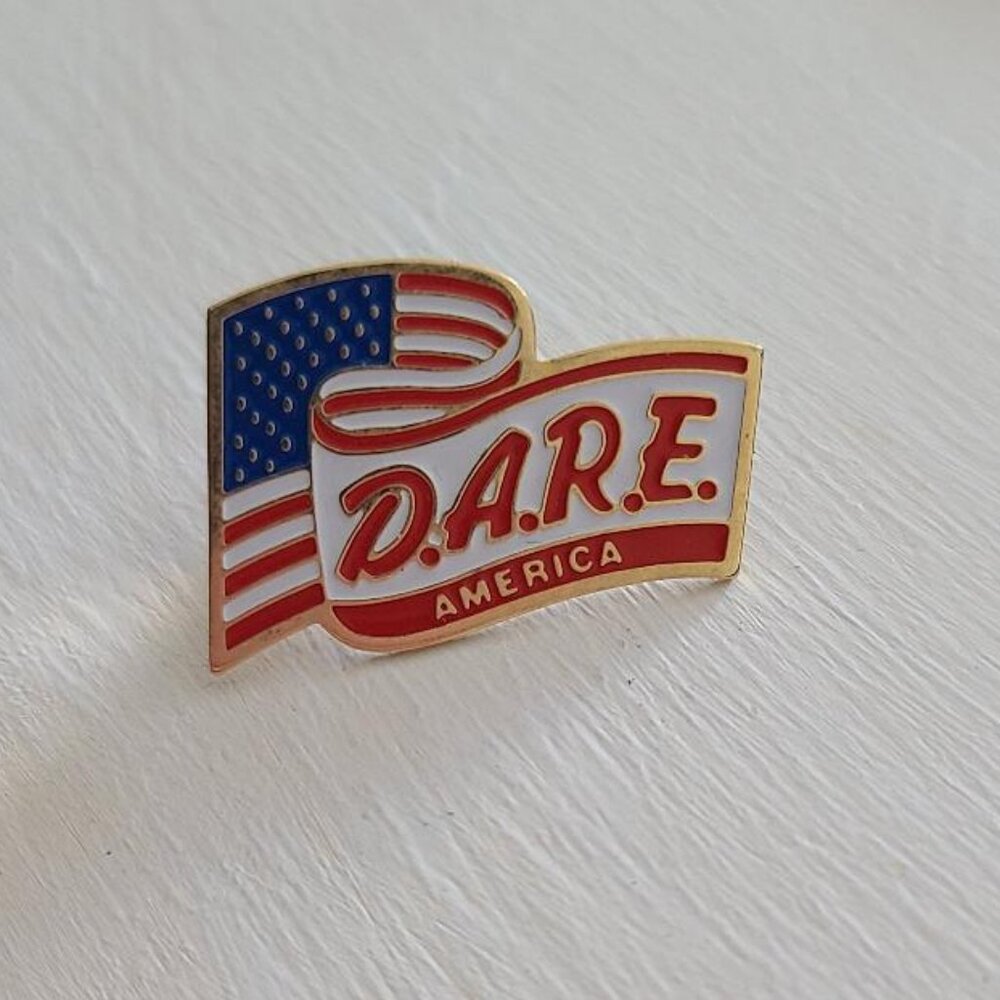 Drug Abuse Resistance Education D.A.R.E. - USA Flag Vintage Lapel Pin Tie Tack